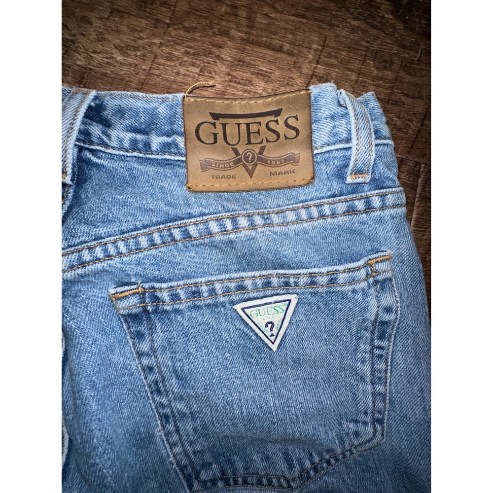 Guess Jeans Classic 001 Straight Leg Light Wash Denim Blue Mens 30x32 Vintage